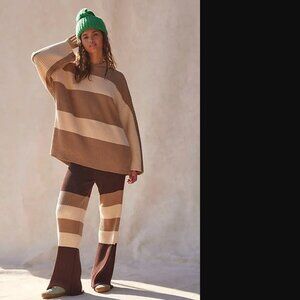Free People Women Neutral Cobo Kami Striped Sweater Set Size S NWOT
